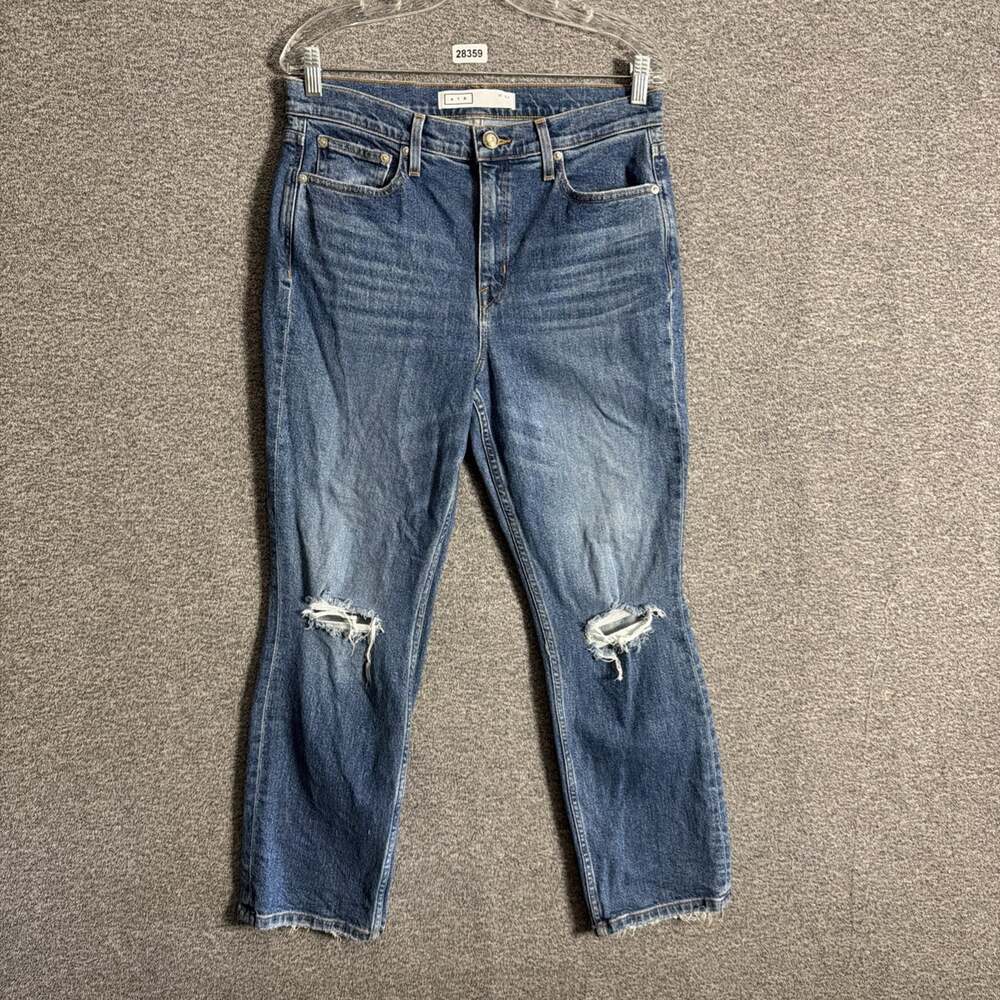 AYR Women's Size 31 High Rise Straight Leg The Yes Yes Yes Distressed Jeans